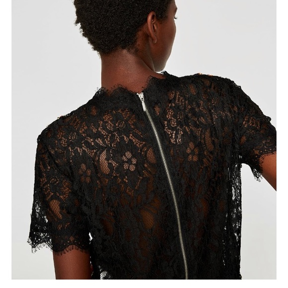 ✨nwt!✨zara black lace floral top - Picture 5 of 15